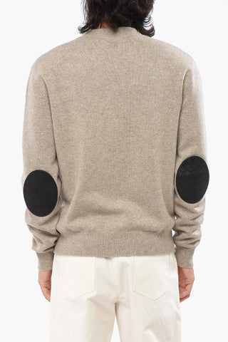 Cashmere Crew-neck Sweater with Braided Leather Details