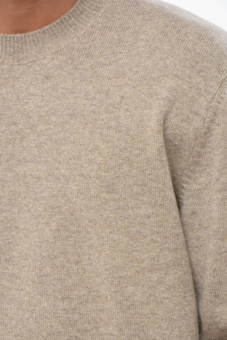 Cashmere Crew-neck Sweater with Braided Leather Details