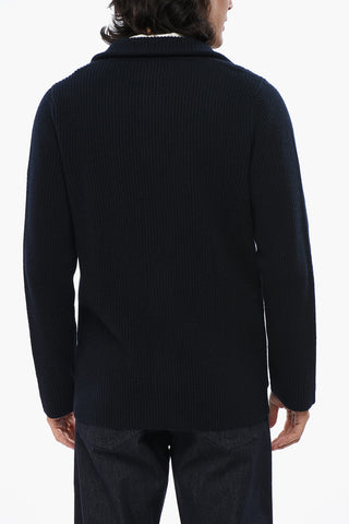 Merino Wool and Cashmere Ribbed Cardigan