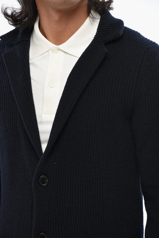 Merino Wool and Cashmere Ribbed Cardigan