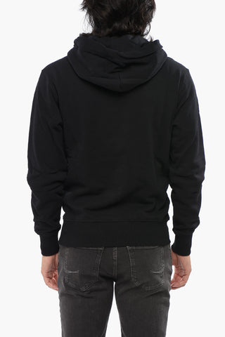Felpa Hoodie in Cotone Felpato con Stampa Argentata sul Fronte