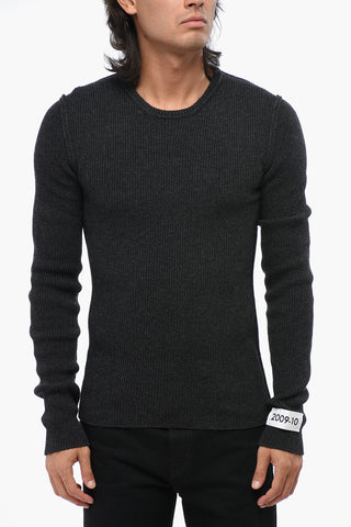 Ribbed Wool Blend Crew-neck Sweater