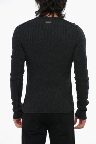 Ribbed Wool Blend Crew-neck Sweater