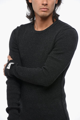 Ribbed Wool Blend Crew-neck Sweater