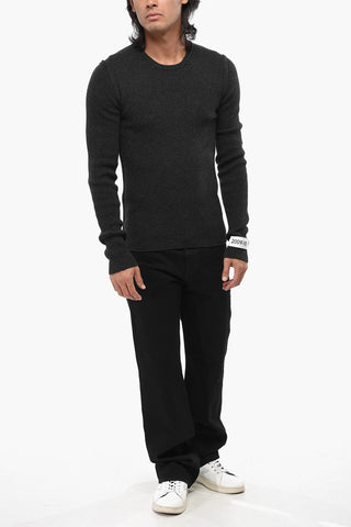 Ribbed Wool Blend Crew-neck Sweater