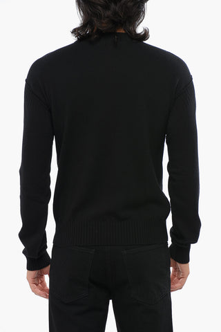 Virgin Wool and Cashmere Crew-neck Sweater with Contrasting Logo