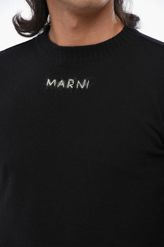 Virgin Wool and Cashmere Crew-neck Sweater with Contrasting Logo