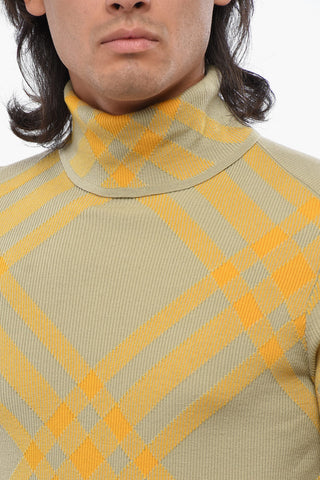 Maglia in Misto Lana a Collo Alto con Motivo Iconico