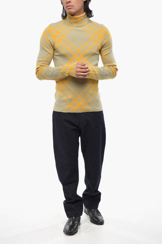 Maglia in Misto Lana a Collo Alto con Motivo Iconico