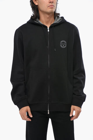 Cotton Blend Sweatshirt with Hood and Zip Closure