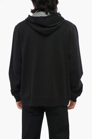 Cotton Blend Sweatshirt with Hood and Zip Closure