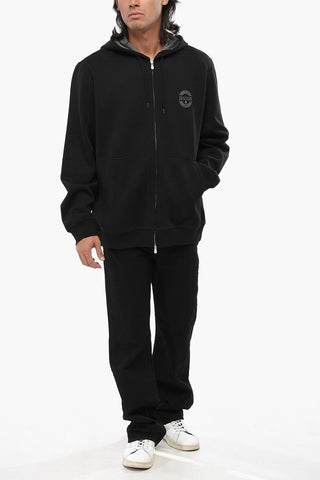 Cotton Blend Sweatshirt with Hood and Zip Closure