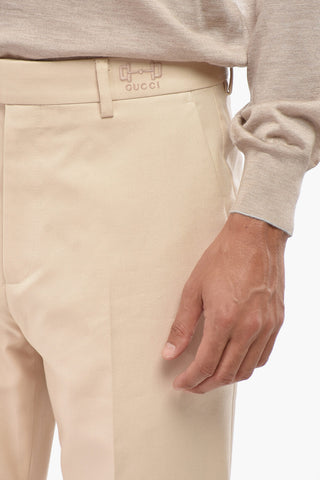 Pantaloni in Cotone a Tinta Unita con Logo Ricamato