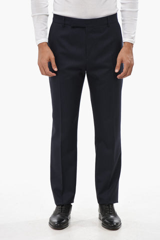 Pantaloni Gessati in Lana 