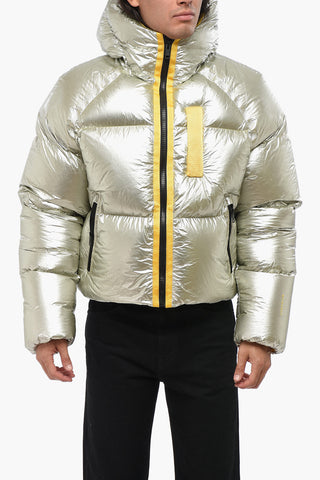 Laminierte Daunenjacke mit Kontrastdetails