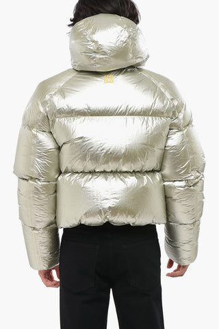 Laminierte Daunenjacke mit Kontrastdetails