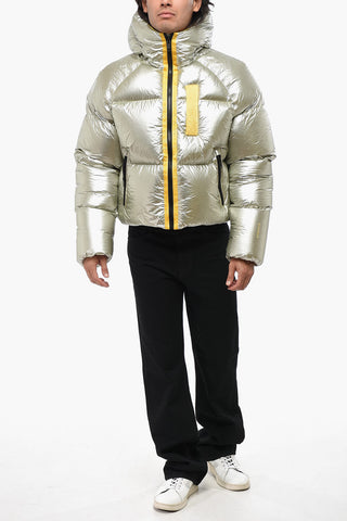 Laminierte Daunenjacke mit Kontrastdetails