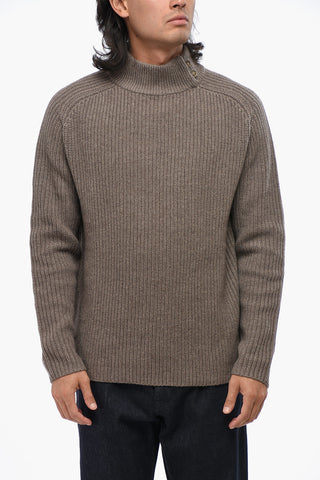 Wool and Cashmere Turtleneck Sweater with Buttons