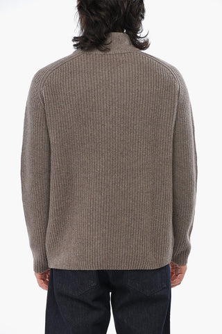 Wool and Cashmere Turtleneck Sweater with Buttons