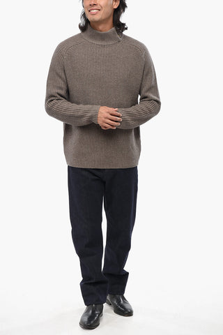 Wool and Cashmere Turtleneck Sweater with Buttons