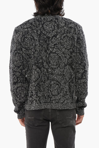 Melange Crewneck Sweater with Baroque Pattern