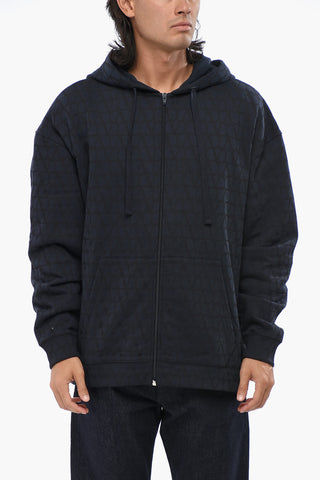 Fleeced Cotton Sweatshirt with All-Over Monogram