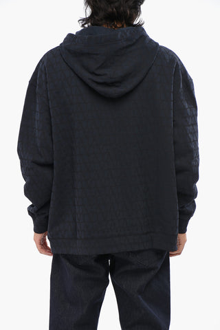 Fleeced Cotton Sweatshirt with All-Over Monogram