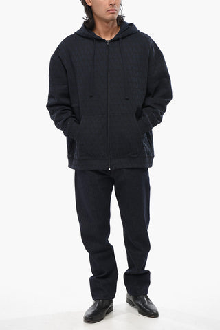 Fleeced Cotton Sweatshirt with All-Over Monogram