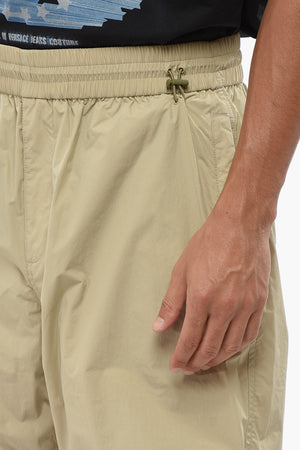 Solid-Color Nylon Pants with Elastic Waist