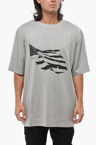 Solid-Color Crewneck T-Shirt with Front Print