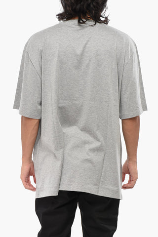 Solid-Color Crewneck T-Shirt with Front Print