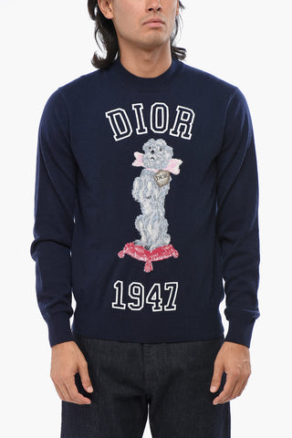 Crew Neck 1947 Cashmere Sweater with Embroidery