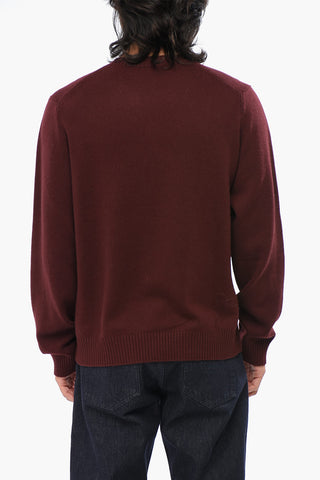 Rundhalspullover aus Wolle und Kaschmir mit Rippbündchen