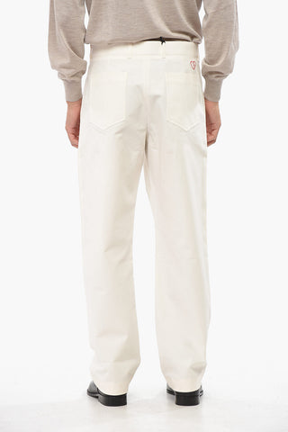 Pantaloni in Cotone Stretch con Logo Ricamato