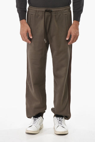 Joggers in Cotone Felpato con Banda Laterale a Motivo Chevron