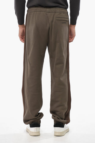 Joggers in Cotone Felpato con Banda Laterale a Motivo Chevron