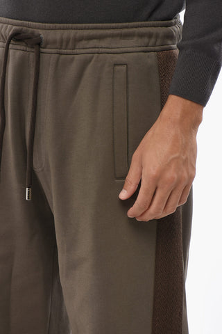 Joggers in Cotone Felpato con Banda Laterale a Motivo Chevron
