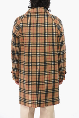 Cappotto in Misto Lana a Quadri con Abbottonatura Nascosta