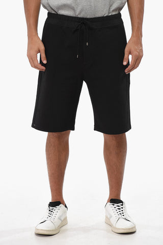 Solid Color Brushed Cotton Shorts with Elastic Waistband