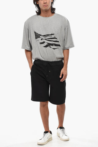 Solid Color Brushed Cotton Shorts with Elastic Waistband