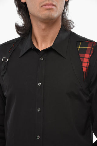 Poplin Cotton Harness Shirt with Checked Details