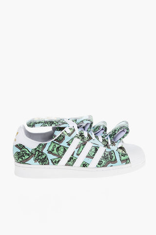 Printed Leather JS MONEY SUPERSTAR Low-Top Sneakers