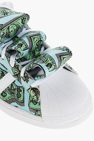 Printed Leather JS MONEY SUPERSTAR Low-Top Sneakers