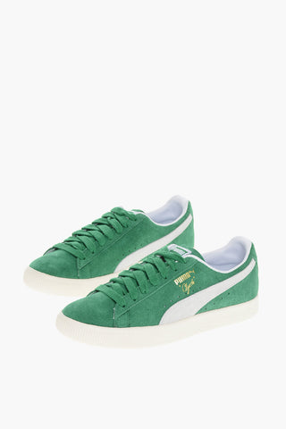 Suede CLYDE OG Low-Top Sneakers with Golden Effect Logo