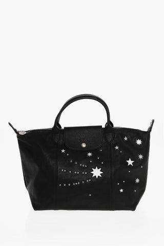 Solid Color Leather Tote Bag
