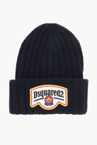 Beanie aus Wolle mit geprägtem Logo
