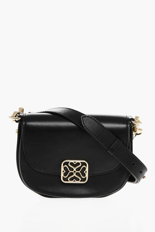 Leather BAY Shoulder Bag with Golden Effect Detail