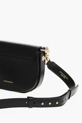 Leather BAY Shoulder Bag with Golden Effect Detail