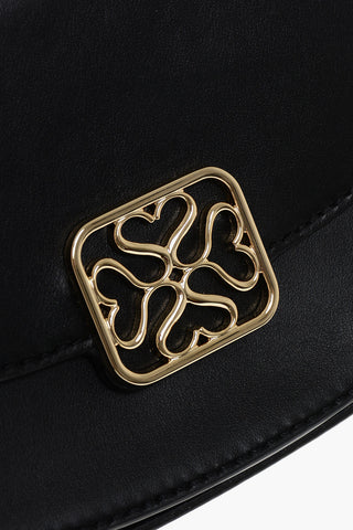 Leather BAY Shoulder Bag with Golden Effect Detail