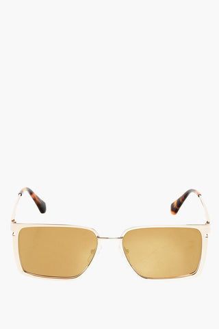 Golden-Effect Frame YODER Mirrored Rectangular Sunglasses